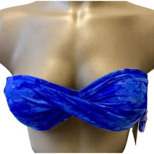 Oakley Women's Cloud Blue Prism Break Twisted Bandeau Bikini Top M